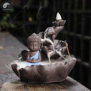 Creative Purple Clay Zen Buddha Backflow Incense Burner Lotus Incense Stick Holder, Aromatherapy Home Decor Censer - No Incense-Health Wisdom™