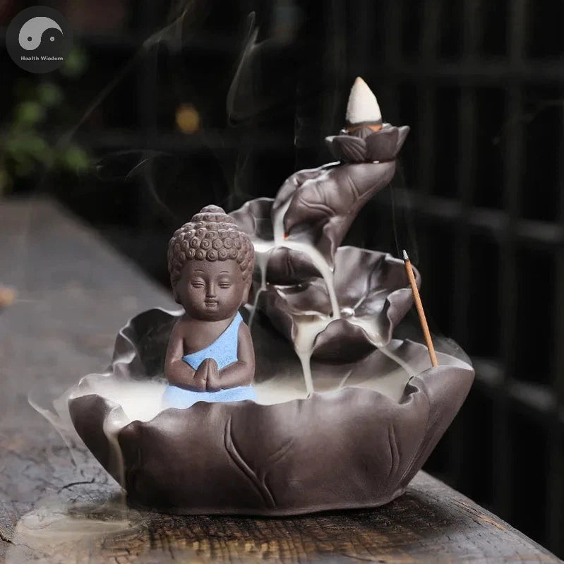 Creative Purple Clay Zen Buddha Backflow Incense Burner Lotus Incense Stick Holder, Aromatherapy Home Decor Censer - No Incense-Health Wisdom™