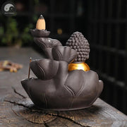 Creative Purple Clay Zen Buddha Backflow Incense Burner Lotus Incense Stick Holder, Aromatherapy Home Decor Censer - No Incense-Health Wisdom™
