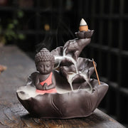 Creative Purple Clay Zen Buddha Backflow Incense Burner Lotus Incense Stick Holder, Aromatherapy Home Decor Censer - No Incense-Health Wisdom™