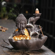 Creative Purple Clay Zen Buddha Backflow Incense Burner Lotus Incense Stick Holder, Aromatherapy Home Decor Censer - No Incense-Health Wisdom™