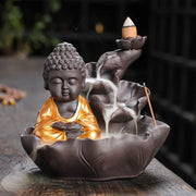 Creative Purple Clay Zen Buddha Backflow Incense Burner Lotus Incense Stick Holder, Aromatherapy Home Decor Censer - No Incense-Health Wisdom™