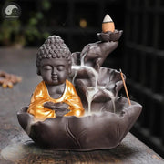 Creative Purple Clay Zen Buddha Backflow Incense Burner Lotus Incense Stick Holder, Aromatherapy Home Decor Censer - No Incense-Health Wisdom™