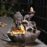Creative Purple Clay Zen Buddha Backflow Incense Burner Lotus Incense Stick Holder, Aromatherapy Home Decor Censer - No Incense-Health Wisdom™
