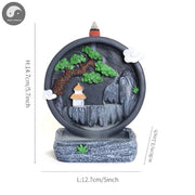 Creative Resin Rockery Landscape Decoration, High Mountains, Flowing Water, Backflow Incense Burner Home Tabletop Decor-Health Wisdom™