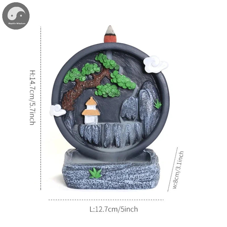 Creative Resin Rockery Landscape Decoration, High Mountains, Flowing Water, Backflow Incense Burner Home Tabletop Decor-Health Wisdom™