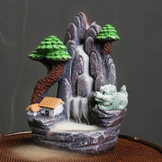 Creative Resin Rockery Landscape Decoration, High Mountains, Flowing Water, Backflow Incense Burner Home Tabletop Decoration-Health Wisdom™