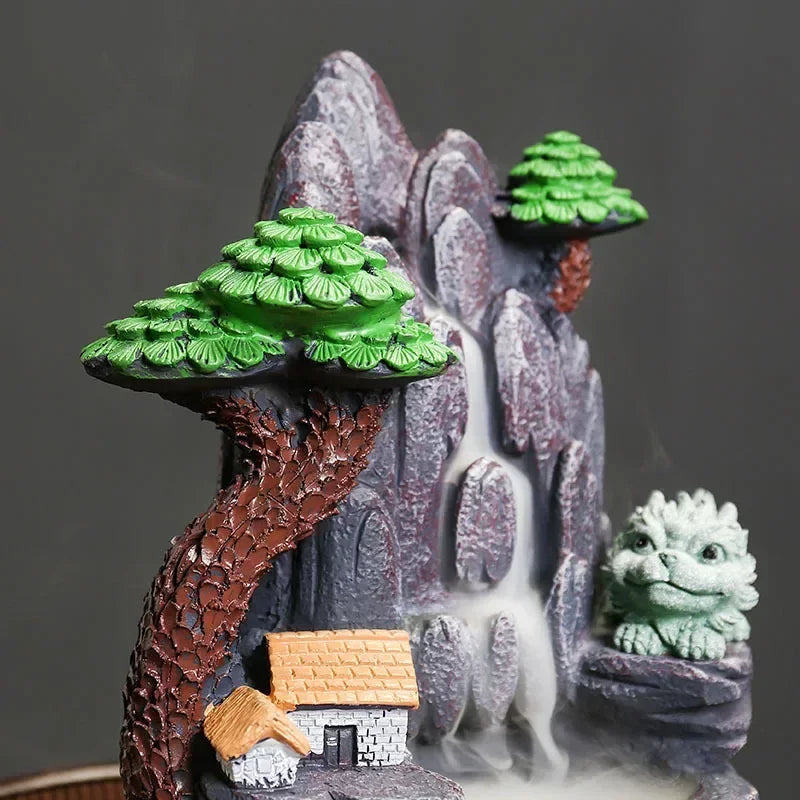 Creative Resin Rockery Landscape Decoration, High Mountains, Flowing Water, Backflow Incense Burner Home Tabletop Decoration-Health Wisdom™