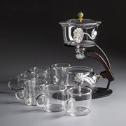 Creative Silver Inlaid Semi-automatic Tea Set Heat-resistant Glass Kung Fu Tea Set Teapot Teacup-Health Wisdom™