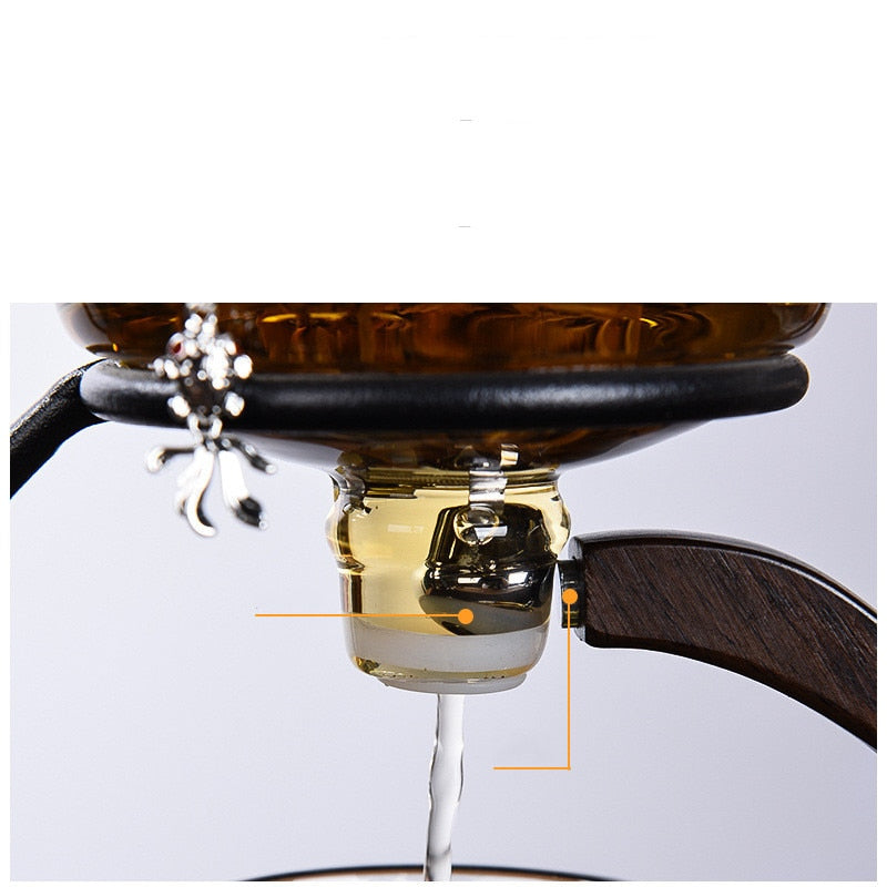 Creative Silver Inlaid Semi-automatic Tea Set Heat-resistant Glass Kung Fu Tea Set Teapot Teacup-Health Wisdom™
