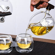 Creative Silver Inlaid Semi-automatic Tea Set Heat-resistant Glass Kung Fu Tea Set Teapot Teacup-Health Wisdom™