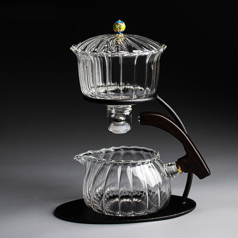 Creative Silver Inlaid Semi-automatic Tea Set Heat-resistant Glass Kung Fu Tea Set Teapot Teacup-Health Wisdom™