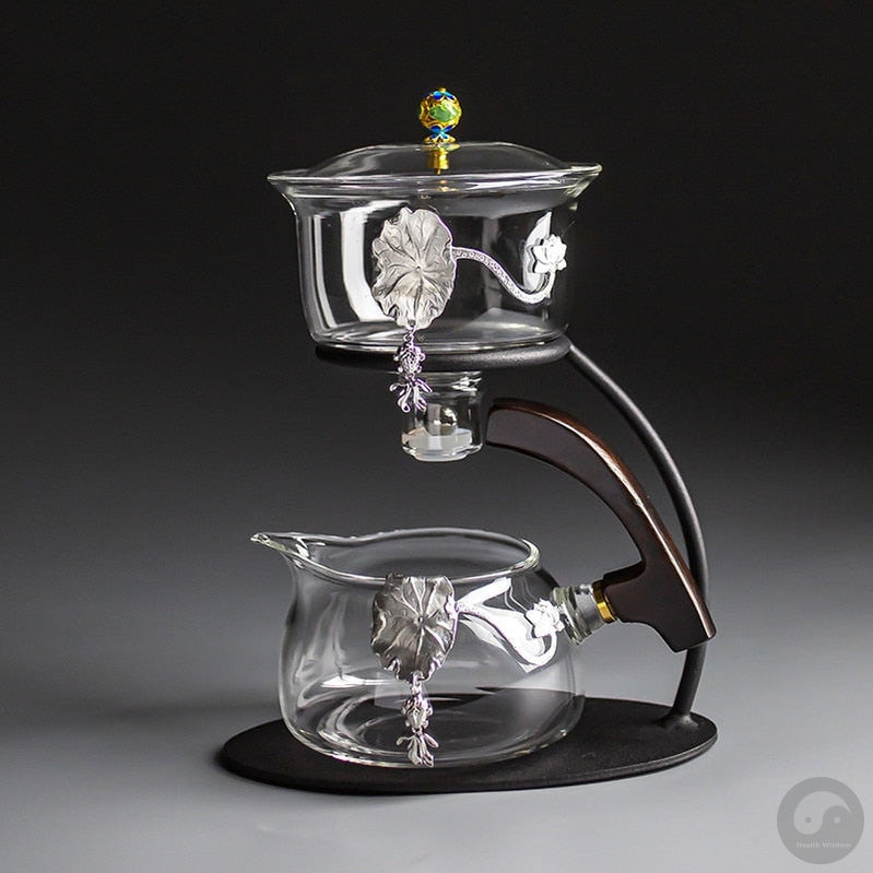 Creative Silver Inlaid Semi-automatic Tea Set Heat-resistant Glass Kung Fu Tea Set Teapot Teacup-Health Wisdom™