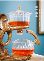 Creative Tea Set Elephant Shape Automatic Tea Set Pu'er Oolong Teapot And Cup Set Heat-resistant Glass Teapot With Base-Health Wisdom™