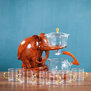 Creative Tea Set Elephant Shape Automatic Tea Set Pu'er Oolong Teapot And Cup Set Heat-resistant Glass Teapot With Base-Health Wisdom™