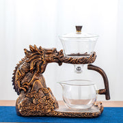 Creative Tea Toad Shape Teapot Automatic Tea Maker Pu er Oolong Teapot And Cup Set Heat-resistant Glass Teapot Holder Base-Health Wisdom™