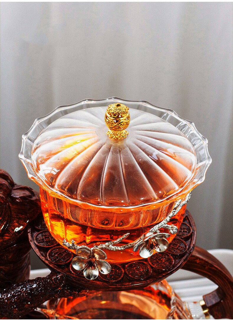 Creative Tea Toad Shape Teapot Automatic Tea Maker Pu er Oolong Teapot And Cup Set Heat-resistant Glass Teapot Holder Base-Health Wisdom™