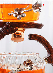 Creative Tea Toad Shape Teapot Automatic Tea Maker Pu er Oolong Teapot And Cup Set Heat-resistant Glass Teapot Holder Base-Health Wisdom™