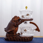 Creative Tea Toad Shape Teapot Automatic Tea Maker Pu er Oolong Teapot And Cup Set Heat-resistant Glass Teapot Holder Base-Health Wisdom™