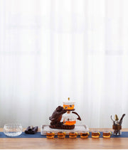 Creative Tea Toad Shape Teapot Automatic Tea Maker Pu er Oolong Teapot And Cup Set Heat-resistant Glass Teapot Holder Base-Health Wisdom™
