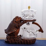 Creative Tea Toad Shape Teapot Automatic Tea Maker Pu er Oolong Teapot And Cup Set Heat-resistant Glass Teapot Holder Base-Health Wisdom™