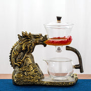 Creative Tea Toad Shape Teapot Automatic Tea Maker Pu er Oolong Teapot And Cup Set Heat-resistant Glass Teapot Holder Base-Health Wisdom™
