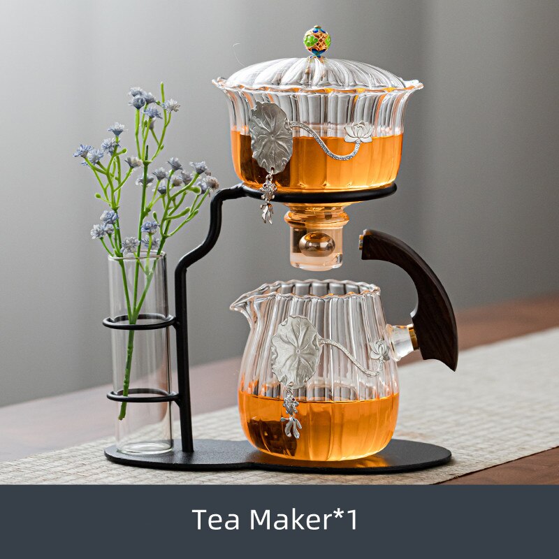 Creative Teapot Glass Automatic Tea Making Household Pu'er Scented Kung Fu Tea Set Infuser Drinking Tea Maker Heat-resistant Gl-Health Wisdom™