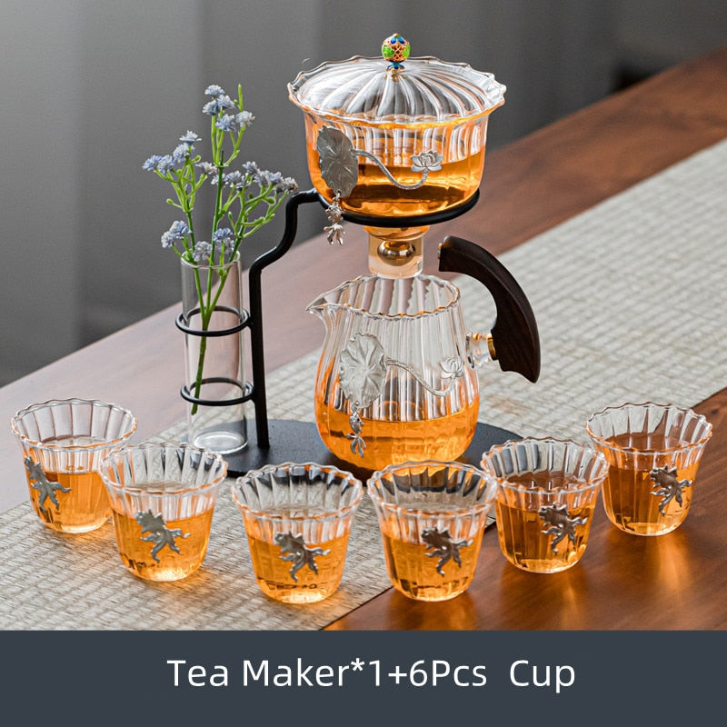 Creative Teapot Glass Automatic Tea Making Household Puer Scented Kung Fu Tea Set Infuser Drinking Tea Maker Heat-resistant-Health Wisdom™