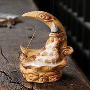 Creative Waterfall Incense Burner The Moon Home Decor Incense Stick Holder Lotus Ceramic Censer Handicrafts Zen Meditation Decor-Health Wisdom™