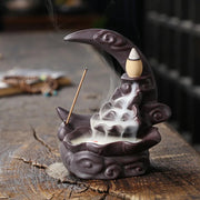 Creative Waterfall Incense Burner The Moon Home Decor Incense Stick Holder Lotus Ceramic Censer Handicrafts Zen Meditation Decor-Health Wisdom™