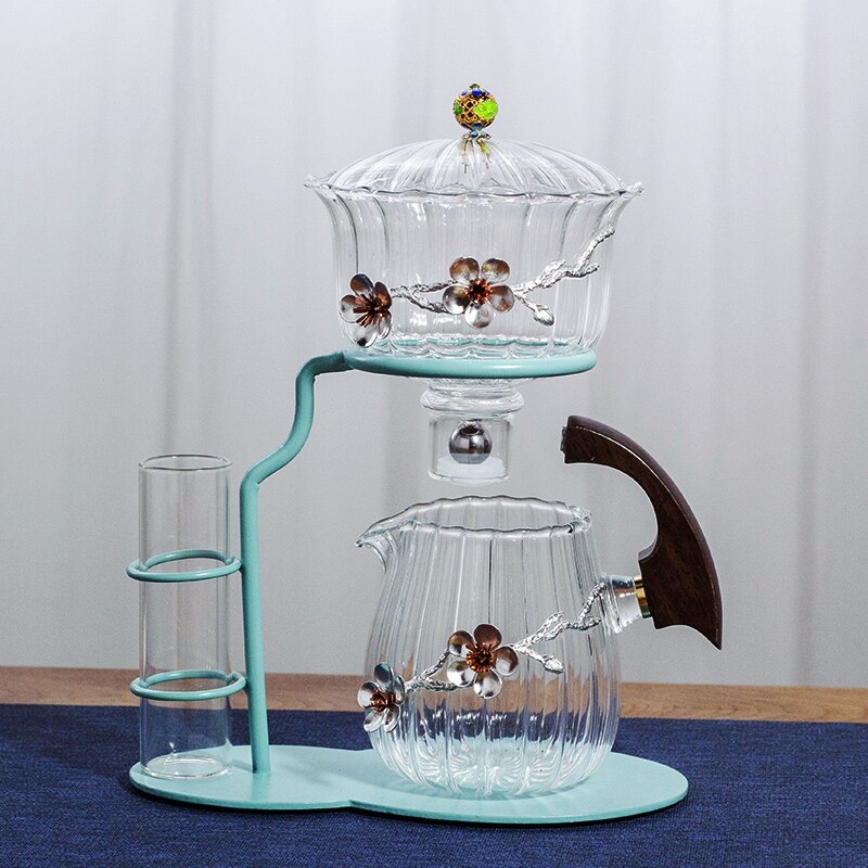 Creative flower arrangement Teapot Glass Lazy Automatic Tea Making Household Black Tea Tea Set Infuser Drinking-Health Wisdom™