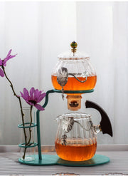 Creative flower arrangement Teapot Glass Lazy Automatic Tea Making Household Black Tea Tea Set Infuser Drinking-Health Wisdom™