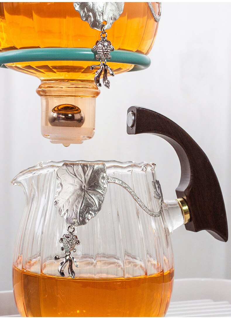 Creative flower arrangement Teapot Glass Lazy Automatic Tea Making Household Black Tea Tea Set Infuser Drinking-Health Wisdom™