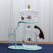 Creative flower arrangement Teapot Glass Lazy Automatic Tea Making Household Black Tea Tea Set Infuser Drinking-Health Wisdom™