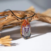 Cross And Wings Necklace Orgone Pendant Amulet Jewelry For Protection And Energy Orgonite Healing Crystals Stone-Health Wisdom™