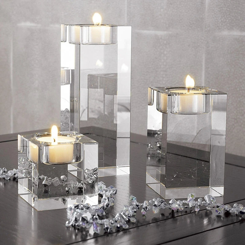 Crystal Glass Creative Romantic Candle Holders Tealight Candlestick Wedding Decorations Home Party Ornaments Desktop Candlestick-Health Wisdom™