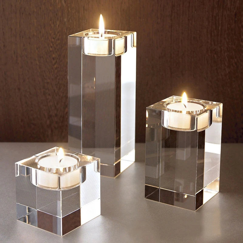 Crystal Glass Creative Romantic Candle Holders Tealight Candlestick Wedding Decorations Home Party Ornaments Desktop Candlestick-Health Wisdom™