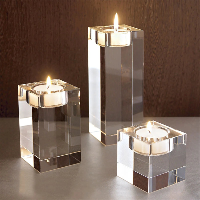 Crystal Glass Creative Romantic Candle Holders Tealight Candlestick Wedding Decorations Home Party Ornaments Desktop Candlestick-Health Wisdom™