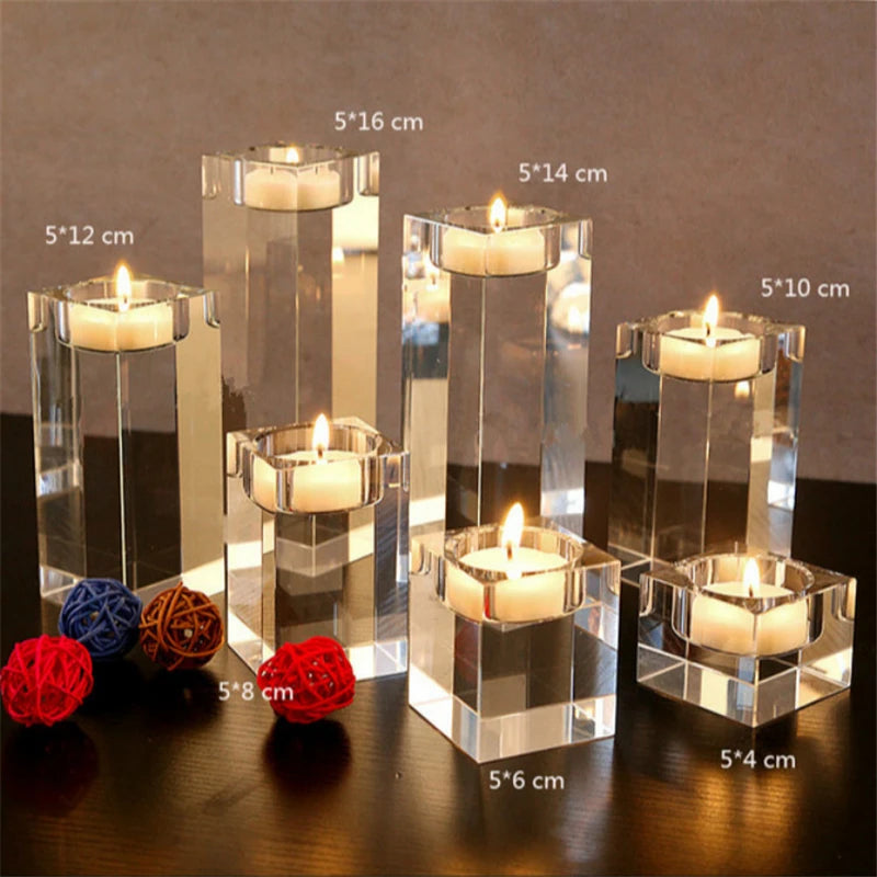 Crystal Glass Creative Romantic Candle Holders Tealight Candlestick Wedding Decorations Home Party Ornaments Desktop Candlestick-Health Wisdom™