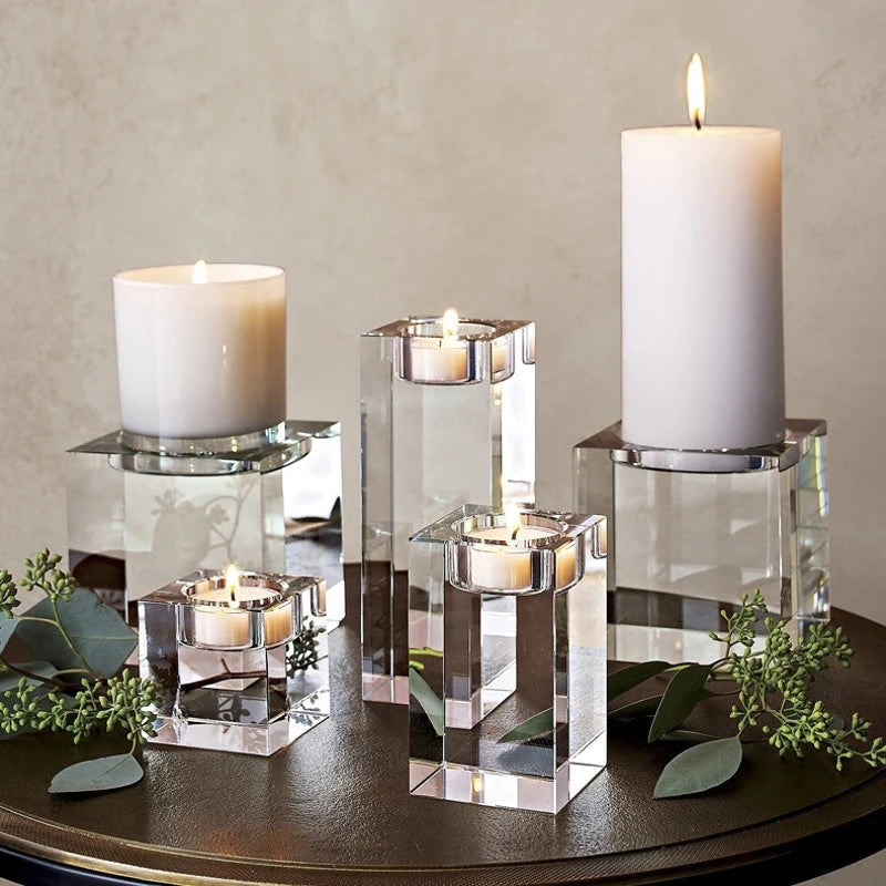 Crystal Glass Creative Romantic Candle Holders Tealight Candlestick Wedding Decorations Home Party Ornaments Desktop Candlestick-Health Wisdom™