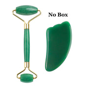 Crystal Roller Set Facial Massage Natural Jade Roller Gua Sha Kit Jade Scraper Rose Quartz Stone Face Lift Massager Beauty Tools-Health Wisdom™