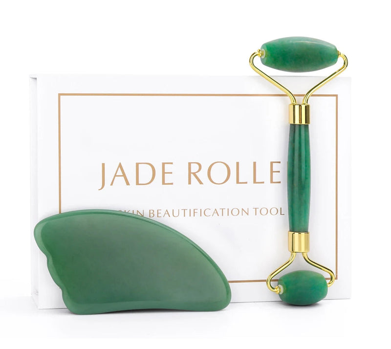 Crystal Roller Set Facial Massage Natural Jade Roller Gua Sha Kit Jade Scraper Rose Quartz Stone Face Lift Massager Beauty Tools-Health Wisdom™