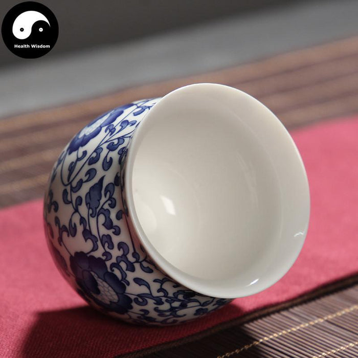 Double Wall Ceramic Tea Cups 70ml*4pcs, Blue Dragon