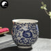Double Wall Ceramic Tea Cups 70ml*4pcs, Blue Lotus Scroll