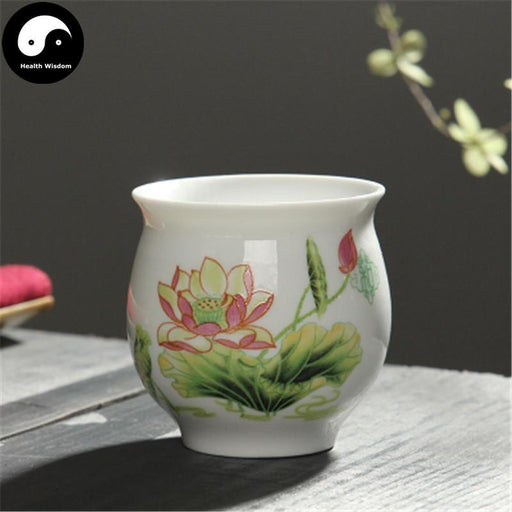 Double Wall Ceramic Tea Cups 70ml*4pcs, Pink Lotus