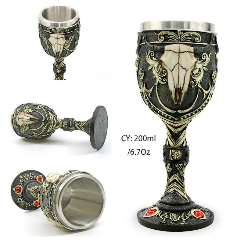 Dragon King Resin Stainless Steel Goblet 200ml Retro Wine Glass Gothic Cocktail Glasses Whiskey Cup Pub Bar Drinkware-Health Wisdom™