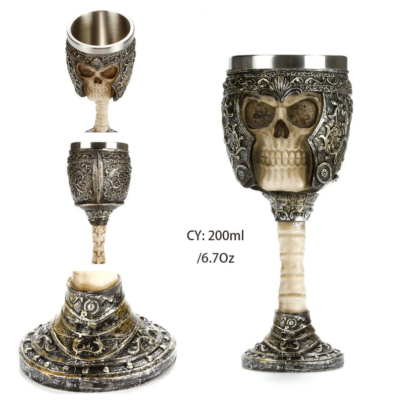 Dragon King Resin Stainless Steel Goblet 200ml Retro Wine Glass Gothic Cocktail Glasses Whiskey Cup Pub Bar Drinkware-Health Wisdom™