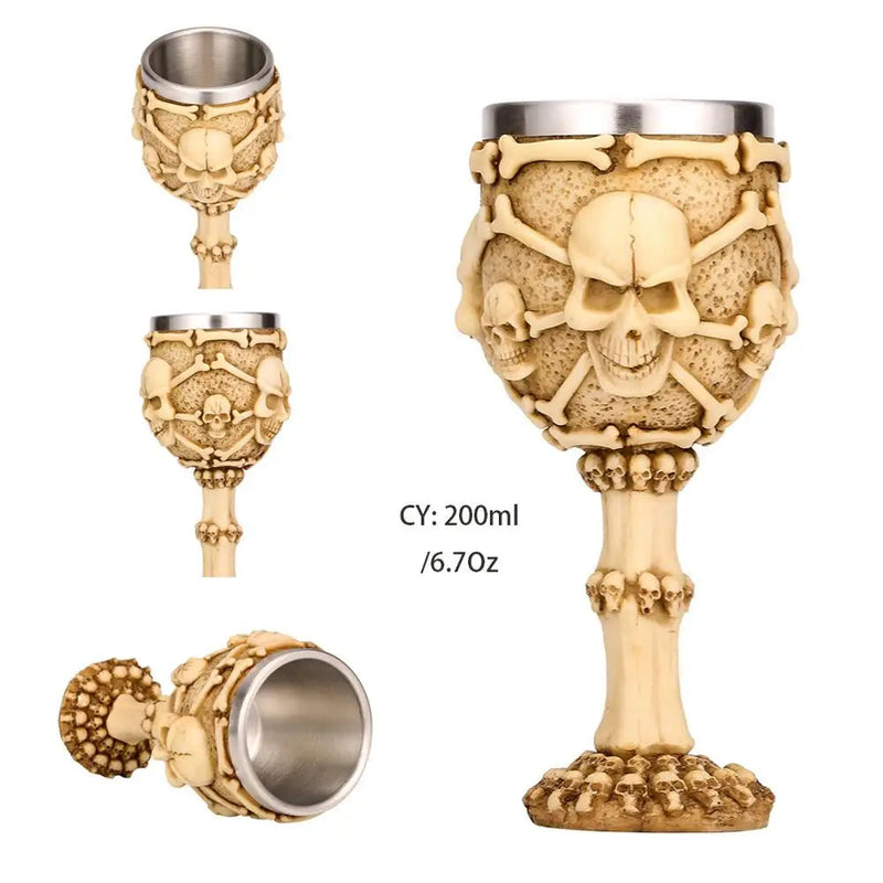 Dragon King Resin Stainless Steel Goblet 200ml Retro Wine Glass Gothic Cocktail Glasses Whiskey Cup Pub Bar Drinkware-Health Wisdom™
