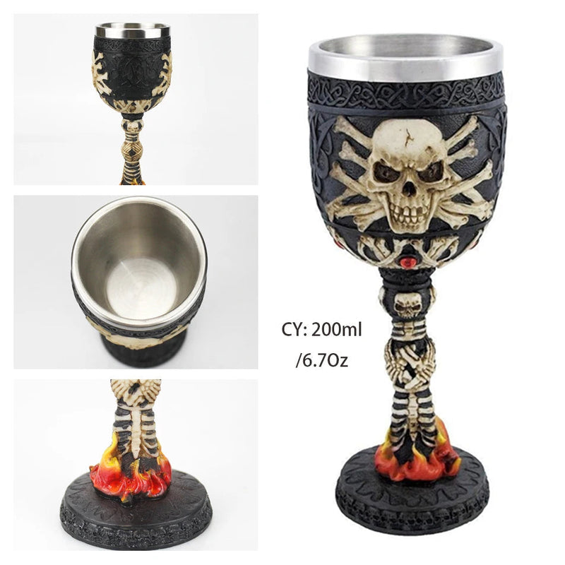 Dragon King Resin Stainless Steel Goblet 200ml Retro Wine Glass Gothic Cocktail Glasses Whiskey Cup Pub Bar Drinkware-Health Wisdom™