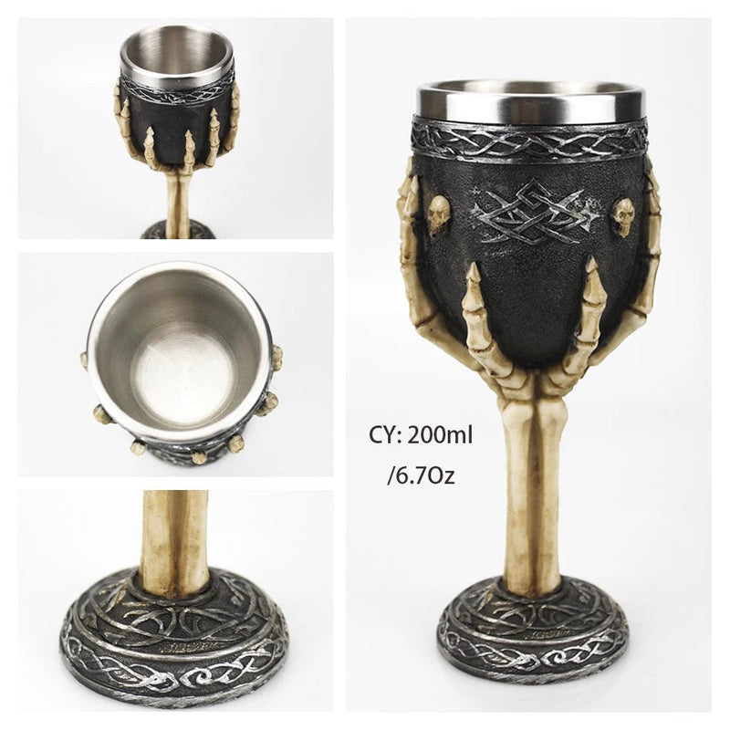 Dragon King Resin Stainless Steel Goblet 200ml Retro Wine Glass Gothic Cocktail Glasses Whiskey Cup Pub Bar Drinkware-Health Wisdom™